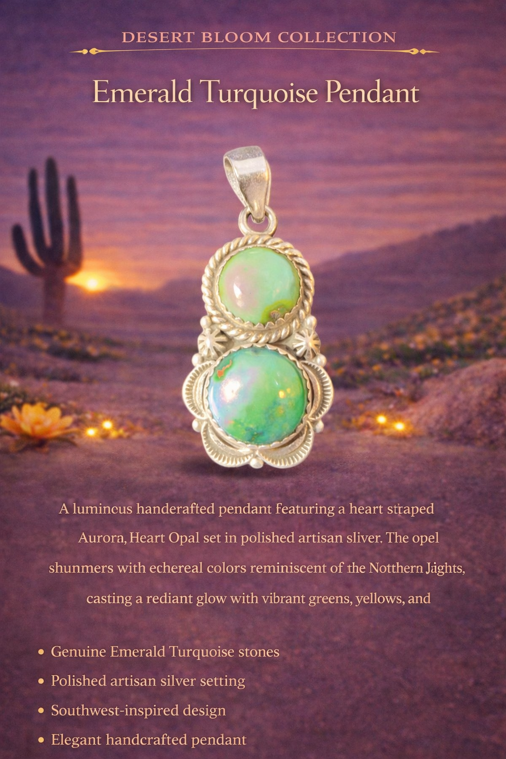 Emerald Turquoise Pendant