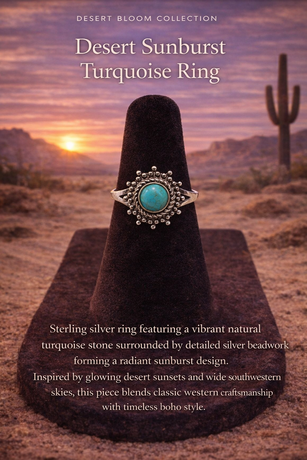Desert Sunburst Turquoise Ring