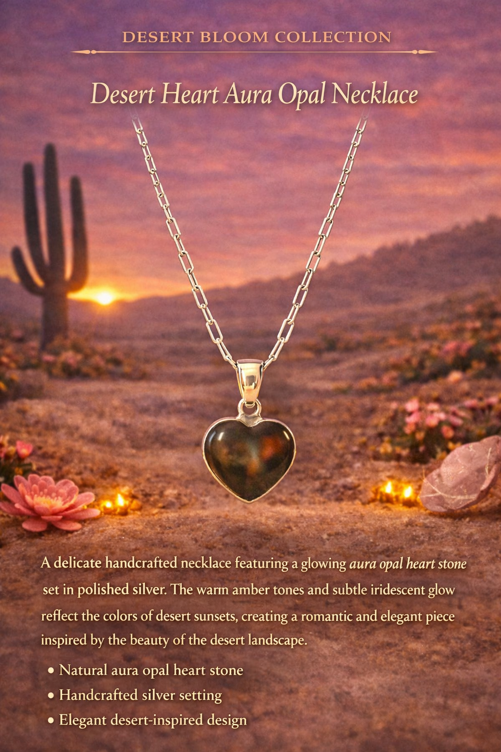 Desert Heart Aura Opal Necklace