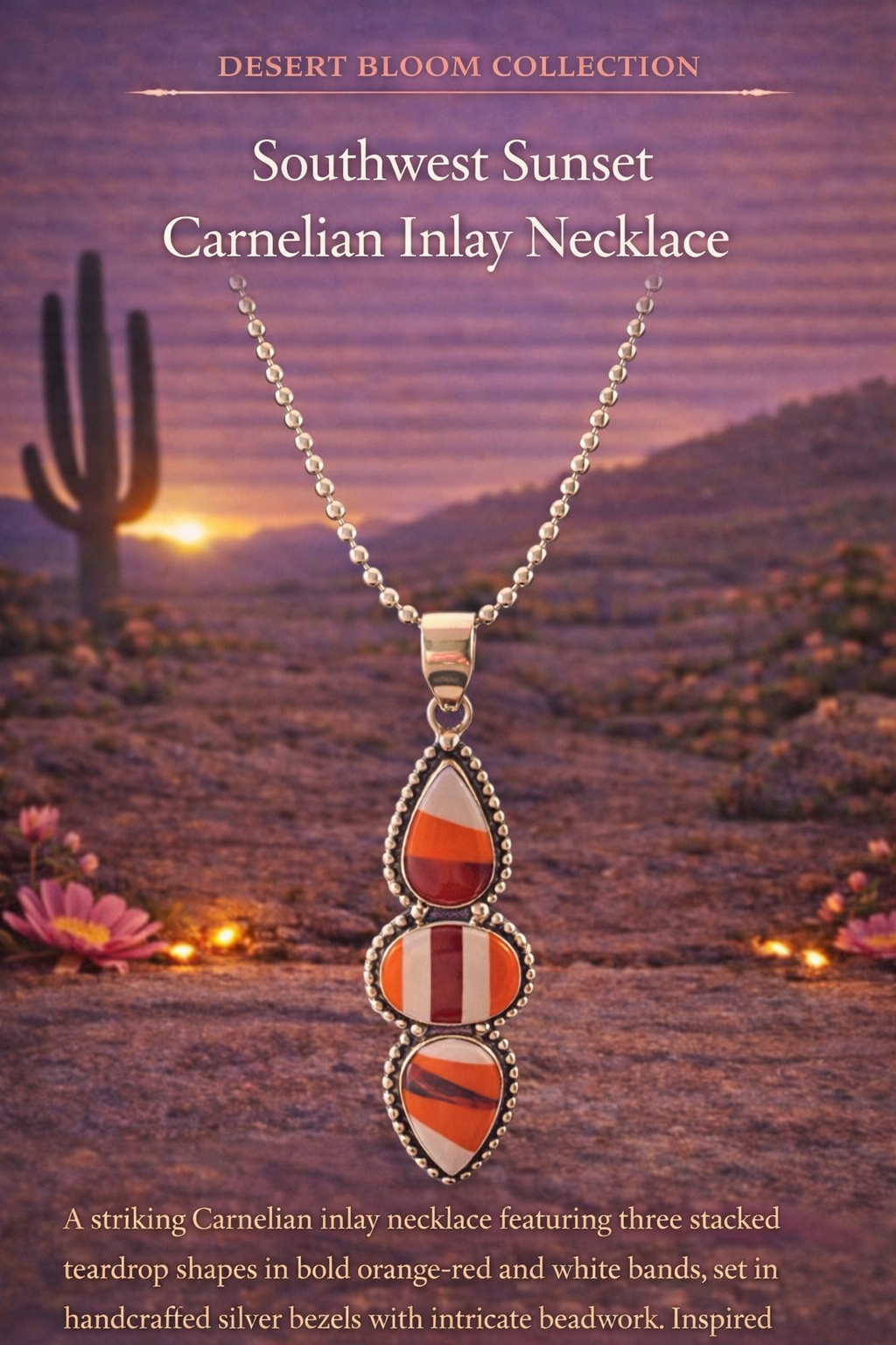 Southwest Sunset
Carnelian Inlay Necklace