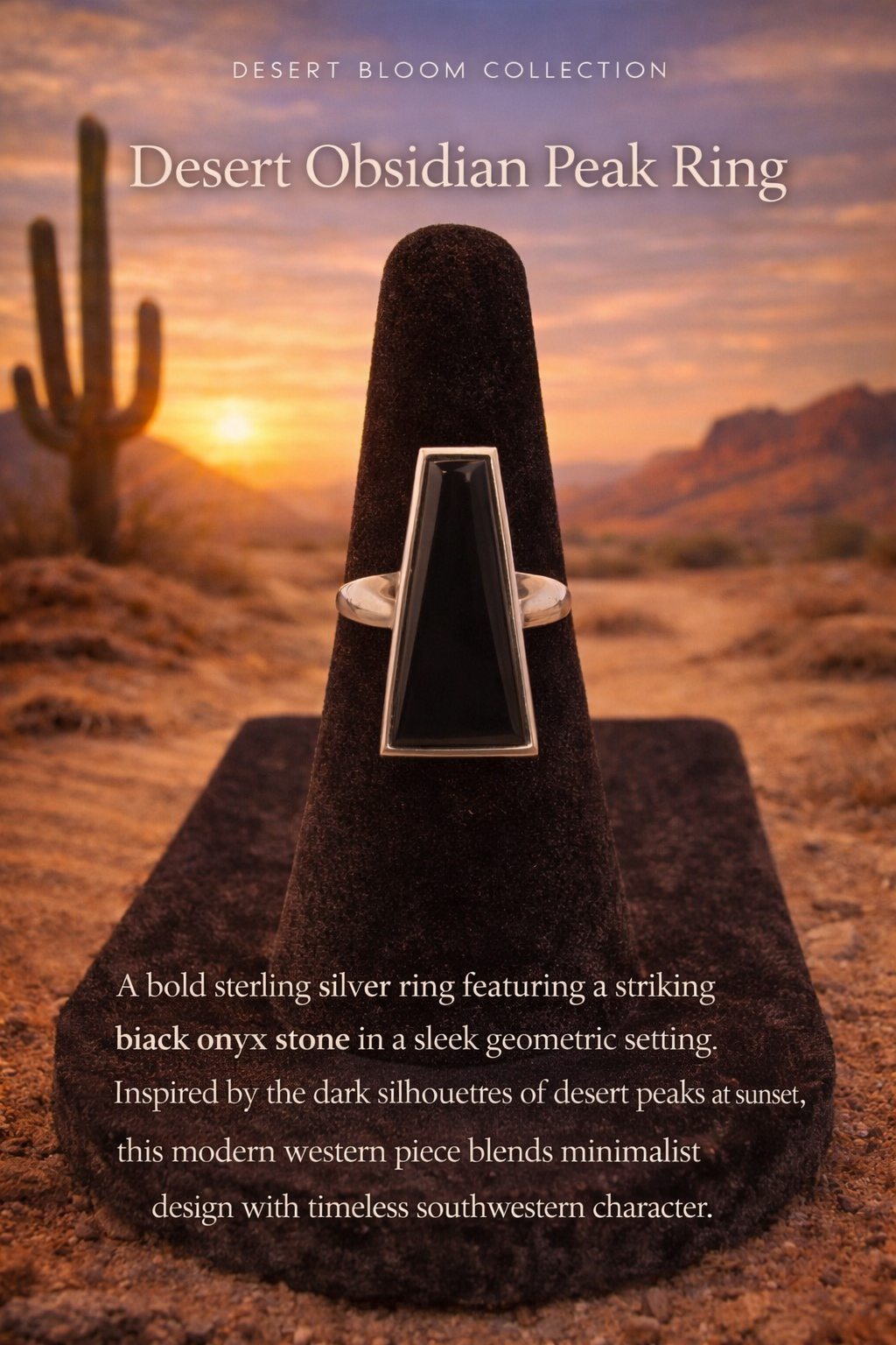 Desert Obsidian Peak Ring