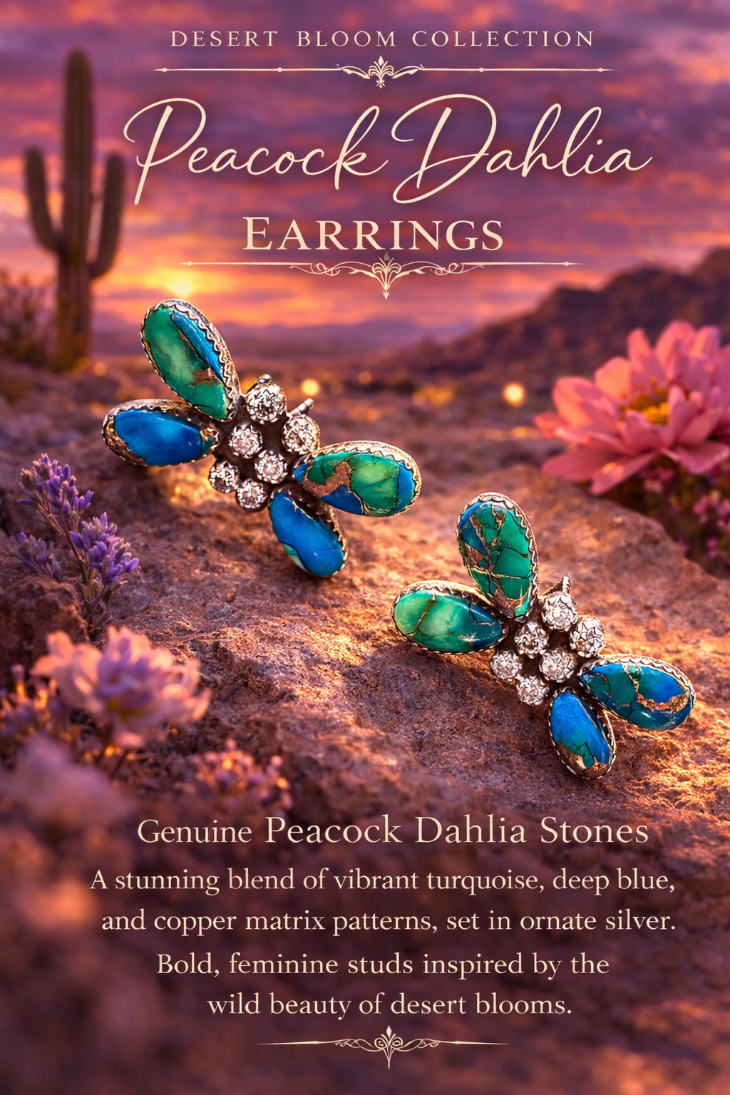 Peacock Dahlia Earrings