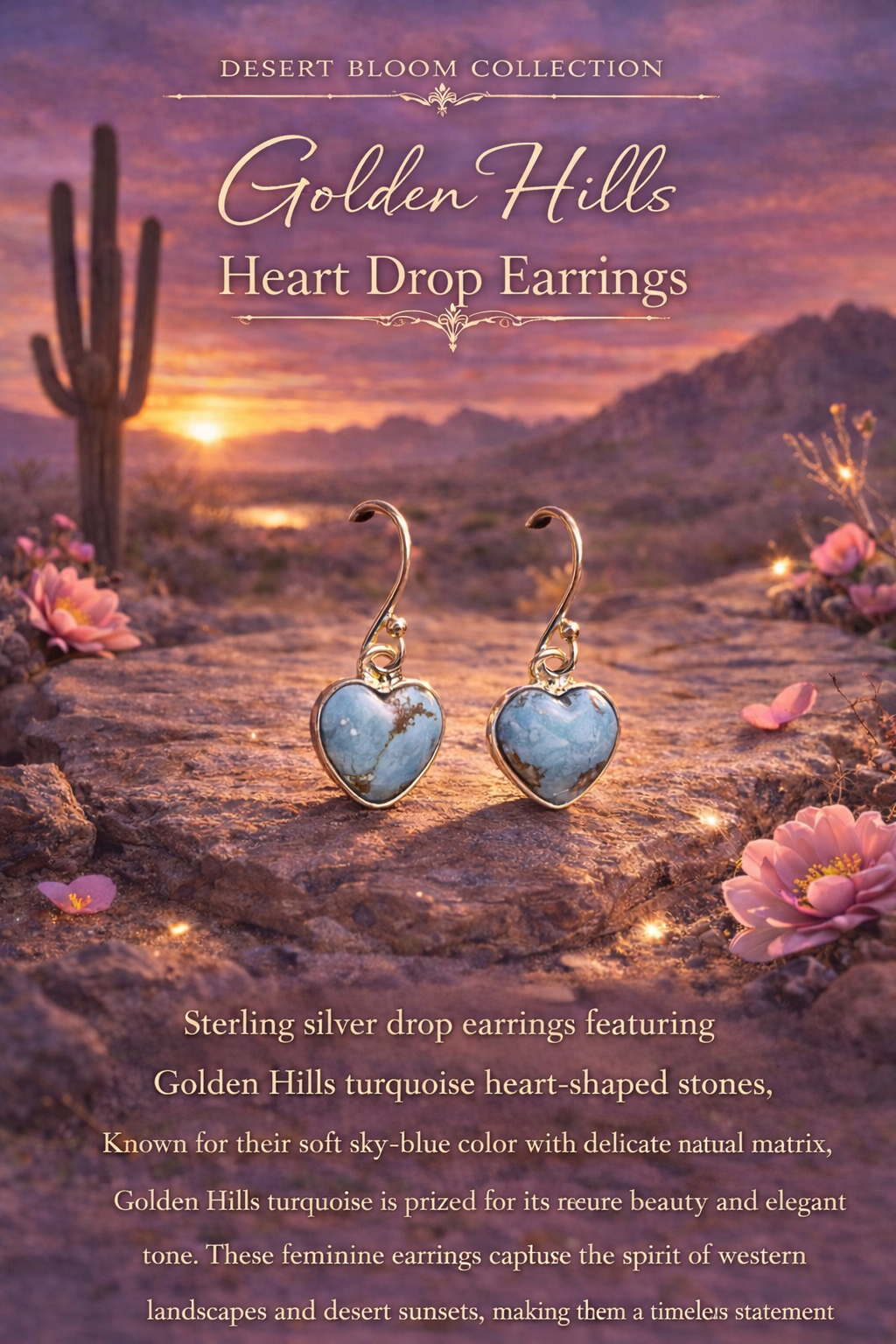 Golden Hills Heart Drop Earrings