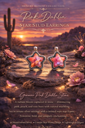 Pink Dahlia Star Stud Earrings