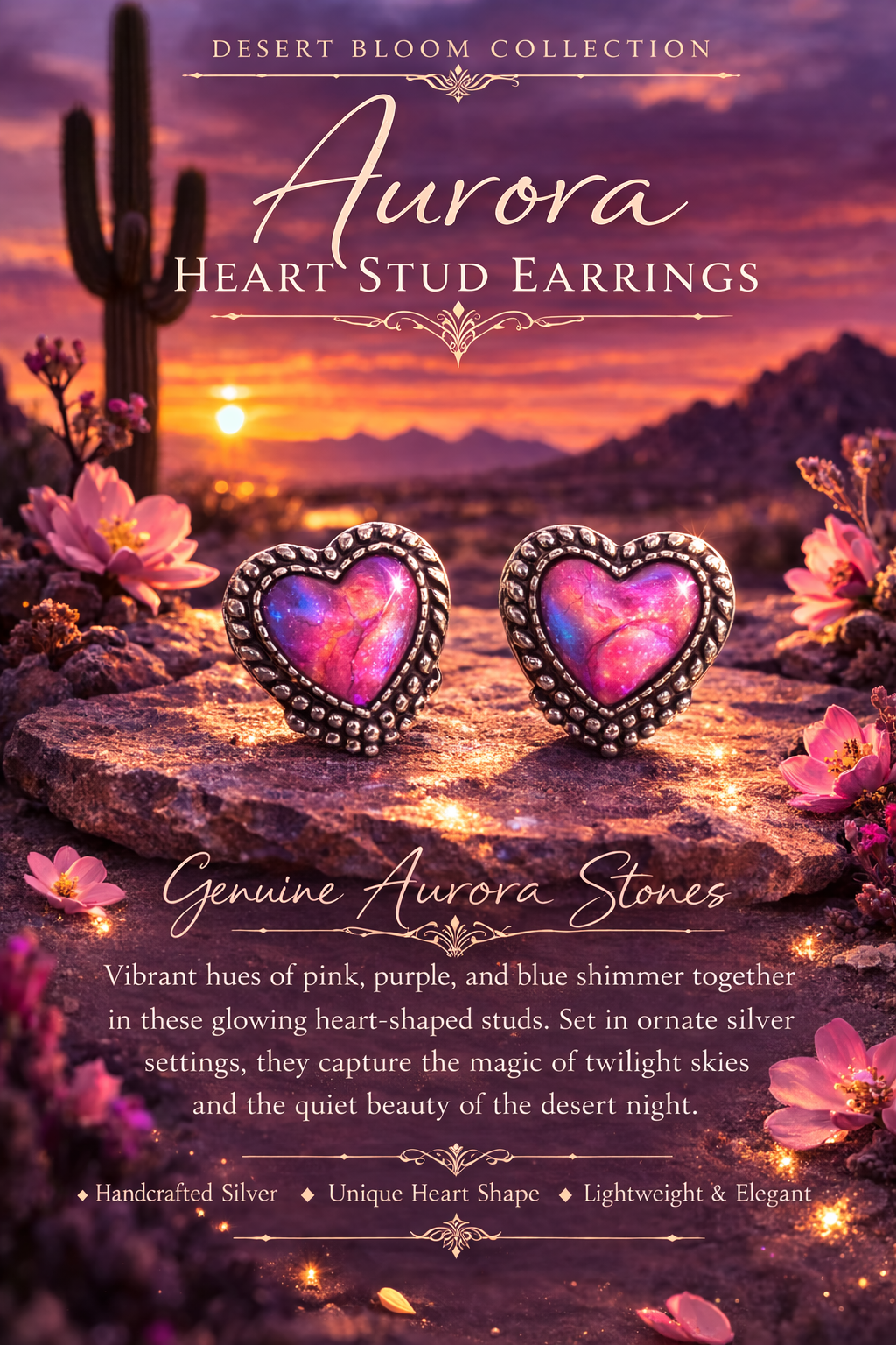 Aurora Heart Stud Earrings
