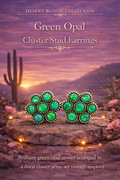 Green Opal Cluster Stud Earrings