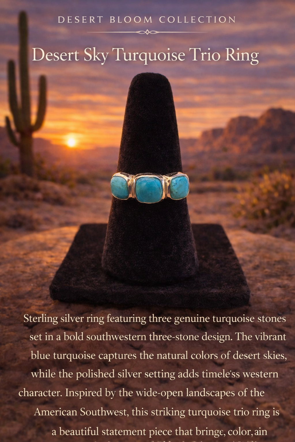 Desert Sky Turquoise Trio Ring